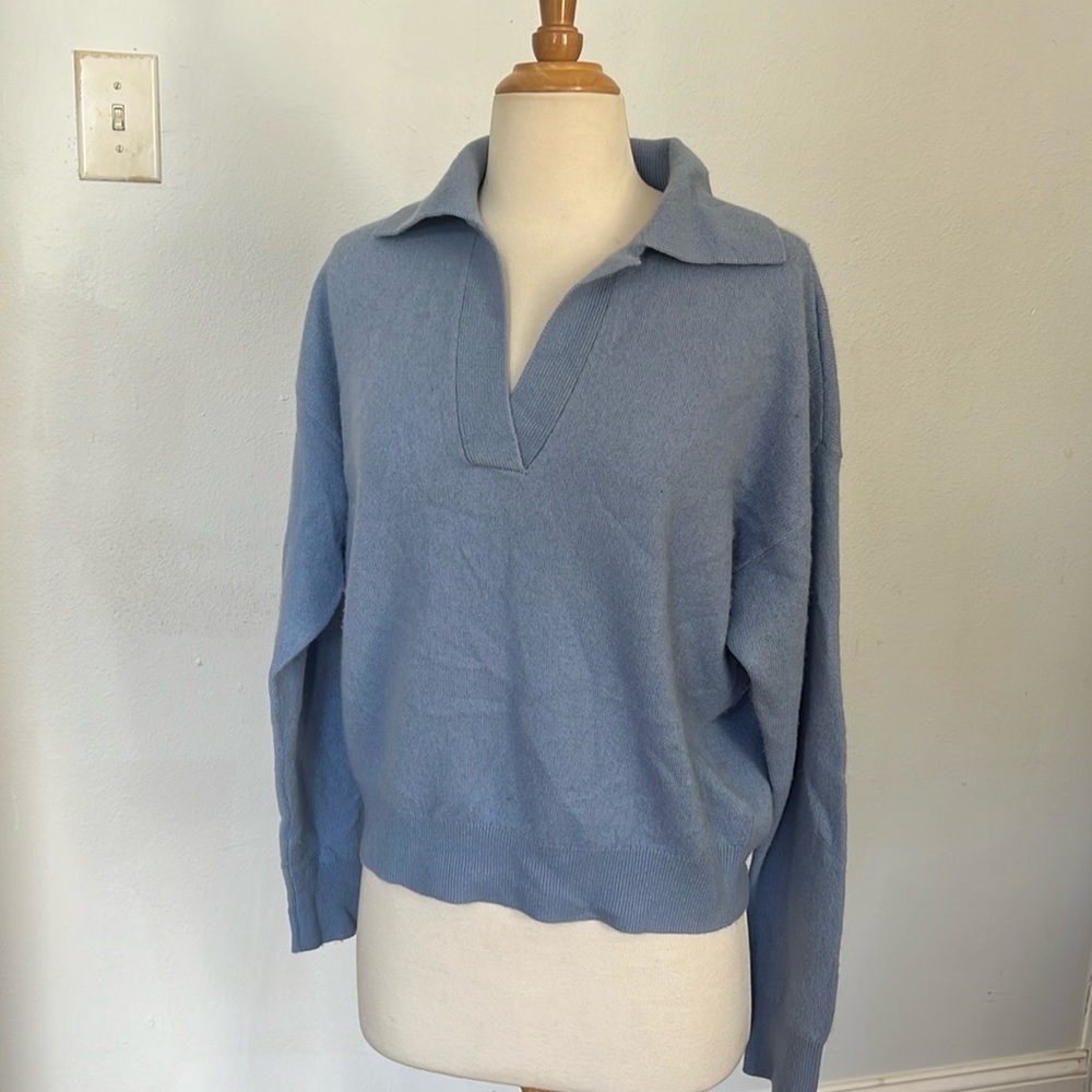 Club‎ Monaco Blue Boiled Collar Cashmere Sweater Size XSTP